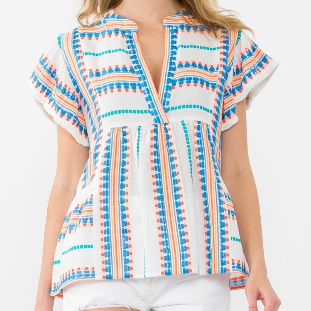 THML Aztec V-Neck Blouse